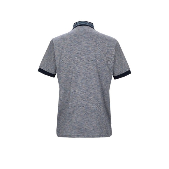 MONTECHIARO Men's Polo Shirt Navy White Zig Zag Print Cotton SZ 56/2XL ITALY - Picture 2 of 16